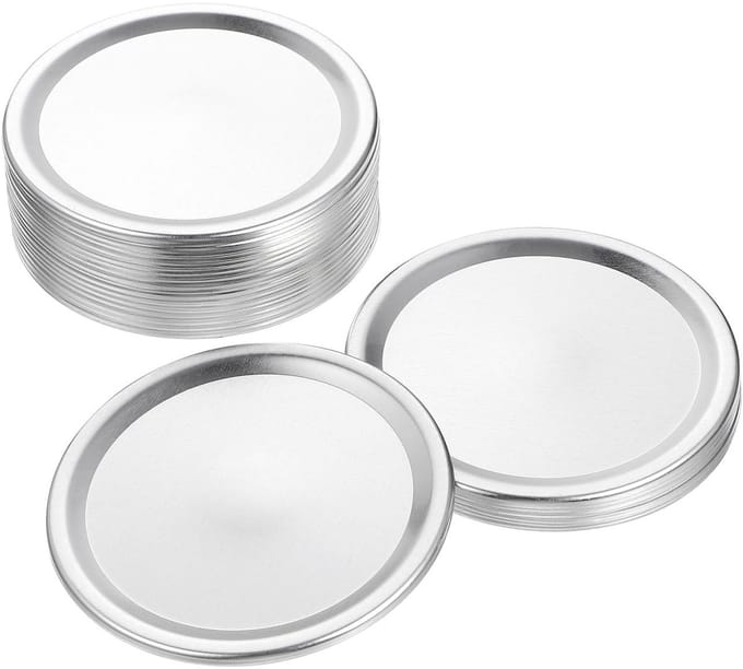 Dailygoods- Conserven Deksel Herbruikbaar - Split-Type Deksel - Lekbestendig - Zilver - Voor Mason Jar - Set van 24 Deksels