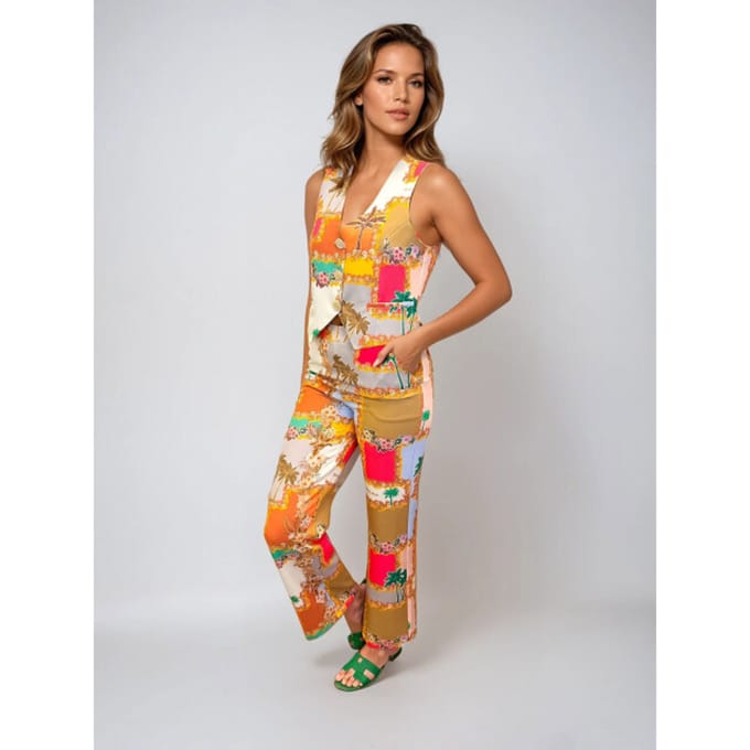 Mucho Gusto ® gilet lesbos palm zomer patchwork