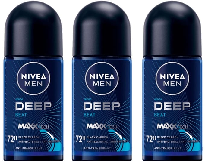 Nivea Deo Roller Men – Deep Black Carbon Beat 3 x 50 ml