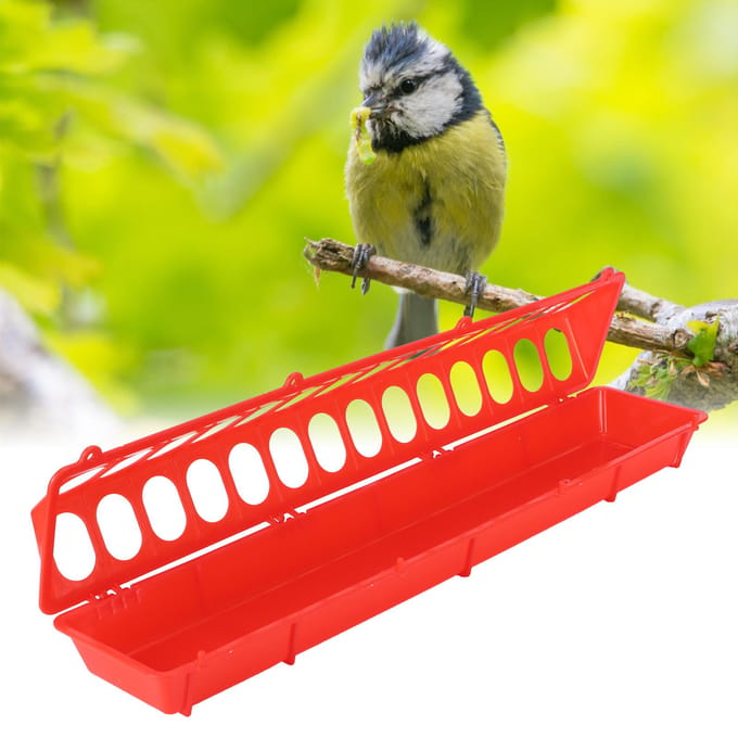 5Set Verdikte Vogelvoeder Buiten Hangend Plastic Duiven Voedingsapparaat Kooi Accessoire Rood red