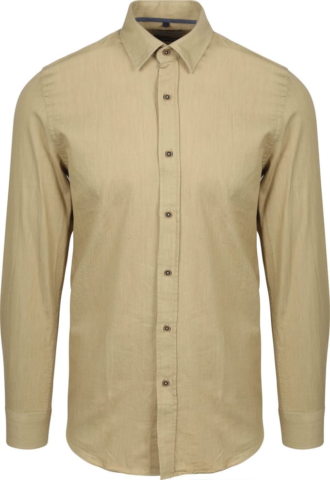 Suitable Overhemd Washed Sand - Maat L - Heren - Casual Shirt