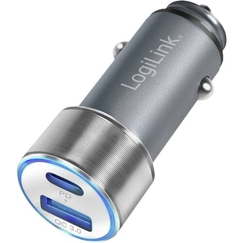 LogiLink Ladegerät USB-oplader 36 W 1x USB-A, 1x USB-C USB PD Zilver Auto USB Power Delivery (USB-PD)