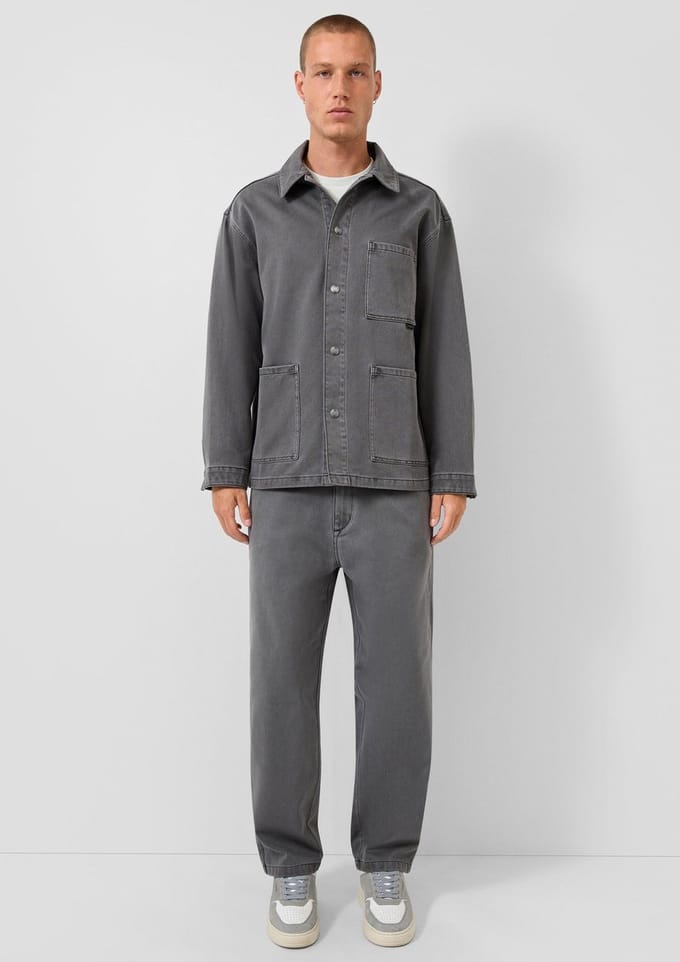Pantalon Arbeidersstijl Lichtgewassen Denim Ruime Pas QS