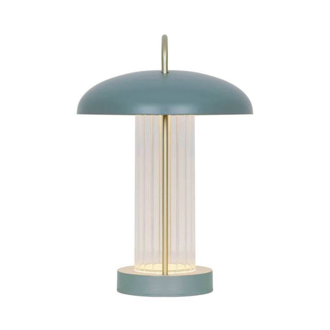 Nordlux LED tafellamp Mirano, hoogte 29 cm, stofgroen, metaal