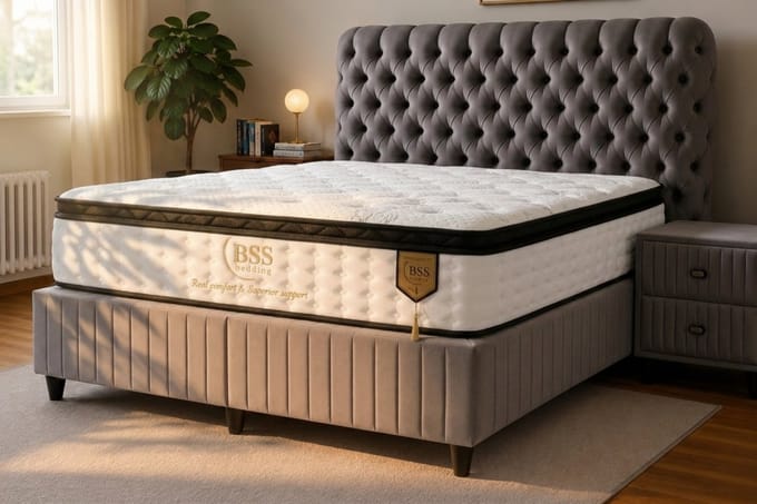 BSS Bedding Fluffy Paris - Boxspring - Boxspring met Opbergruimte - Inclusief Dekbed - 140x200 - Grijs