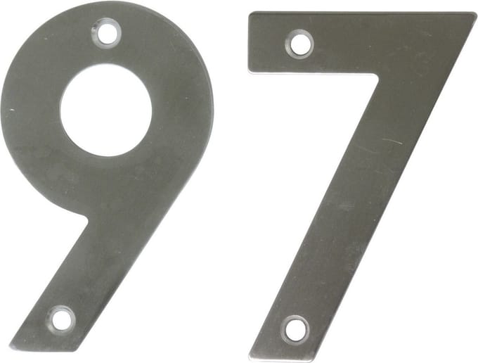 AMIG Huisnummer 97 - massief Inox RVS - 10cm - incl. bijpassende schroeven - zilver
