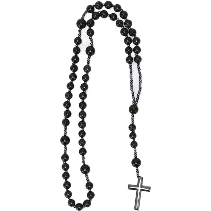 Colliers en pierre naturelle, agate, sain, beau, léger, crucifix, pour pull black