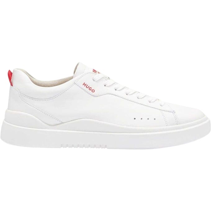 Hugo Boss Heren Tenn Leren Platte Trainers (Wit)
