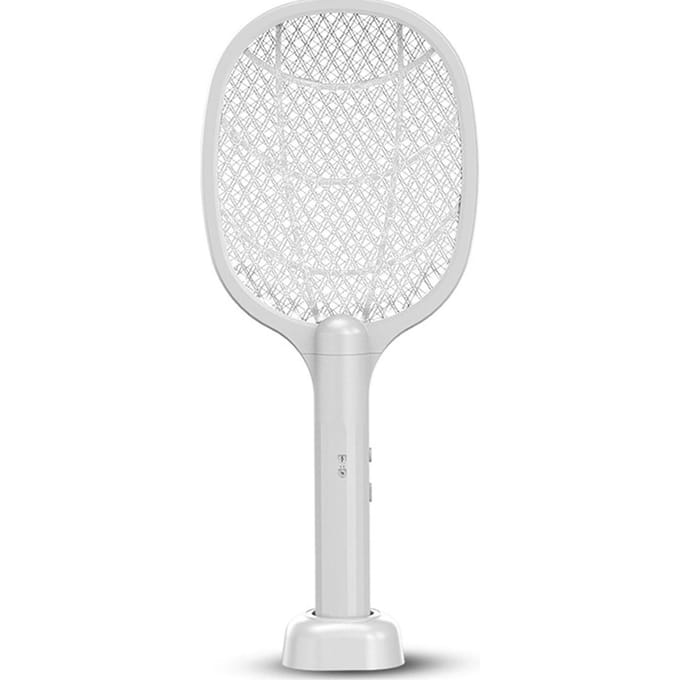 Elektrische Vliegenmepper Oplaadbaar Veiligheidsgaas Elektrisch Vliegenracket met Insectenlamp voor Thuis white