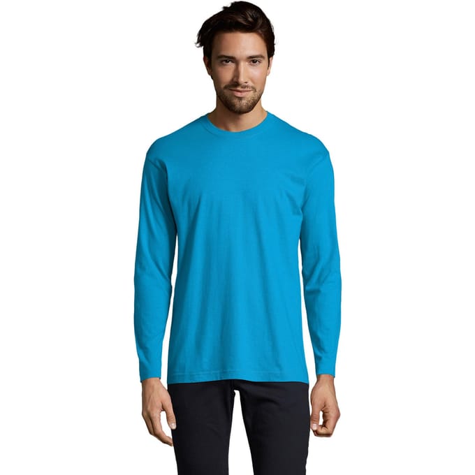 SOLS Heren Monarch T-shirt met lange mouwen (Aqua)