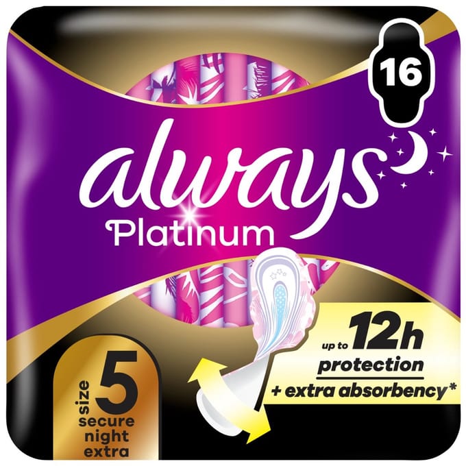 Always Ultra Platinum Secure Night Extra Grip 16 Sanitary Towels