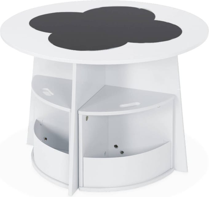 sweeek - Kindertafel en 4 stoelen met leisteen effect en opbergruimte