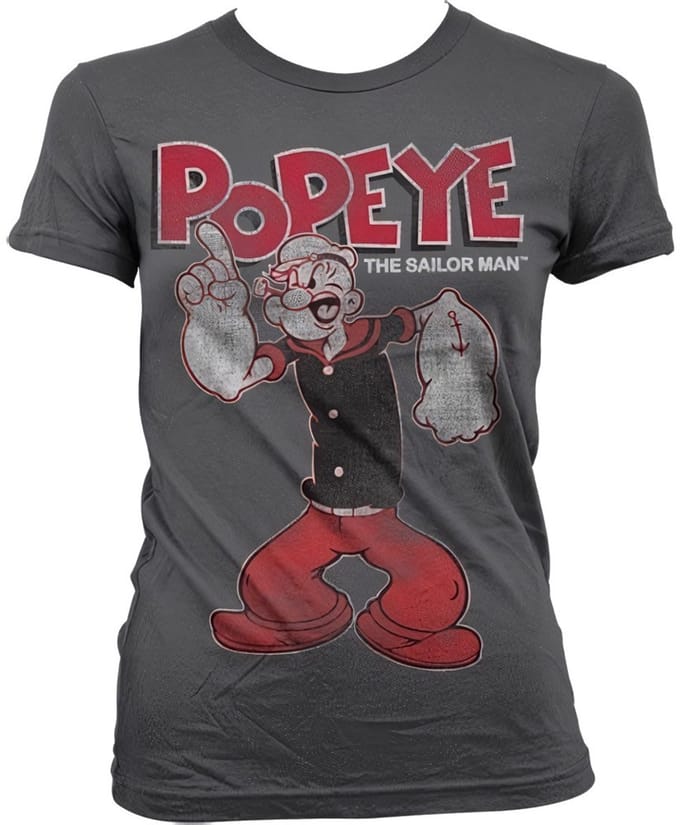 Popeye Dames Tshirt -L- Distressed Sailor Man Grijs