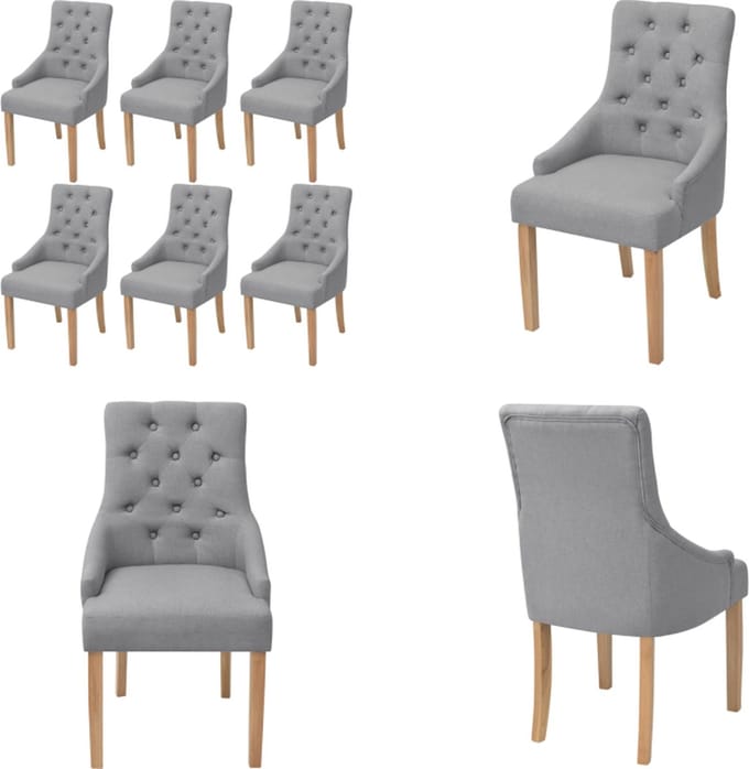 vidaXL - Eetkamerstoelen - 6 - st - stof - lichtgrijs