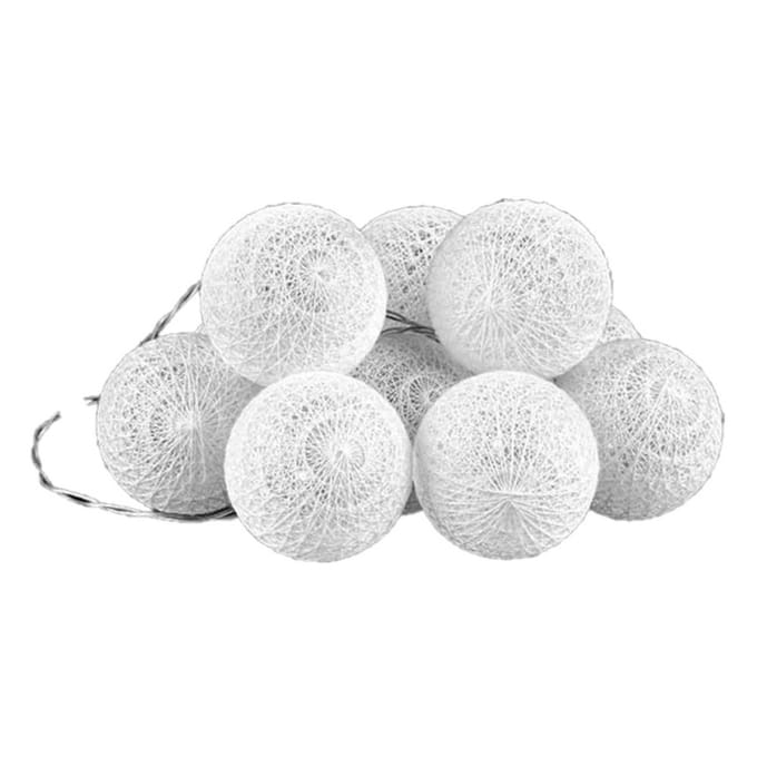 Krist+ LED Lichtslinger/lichtsnoer - 10 led bolletjes - D4 cm - wit - 200 cm - batterijen