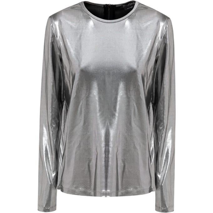 Zilveren metallic stof t-shirt Tom Ford