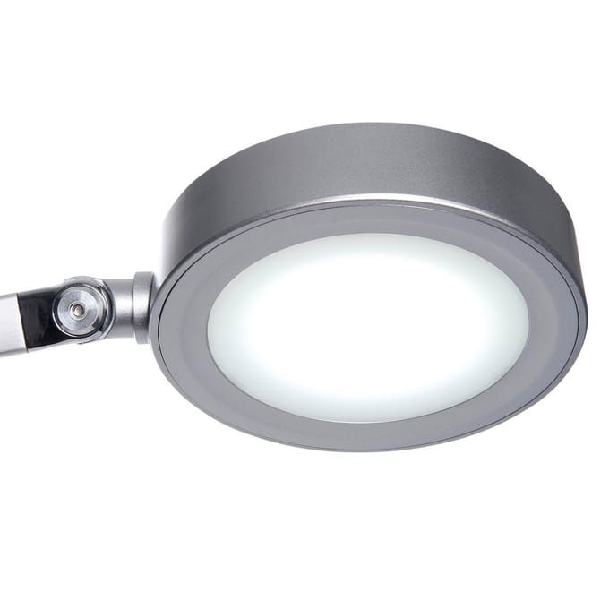 Bureaulamp LED MAULgrace, touchdimmer 4-voudig, met dubbele arm van aluminium, 300 lm, zilver