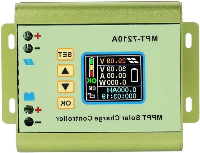 MPPT Solar Controller - Zonnepaneel Lader - Energie Opladen - Innovatieve MPPT Technologie - 13.1x9.6x5.5 cm - Groen