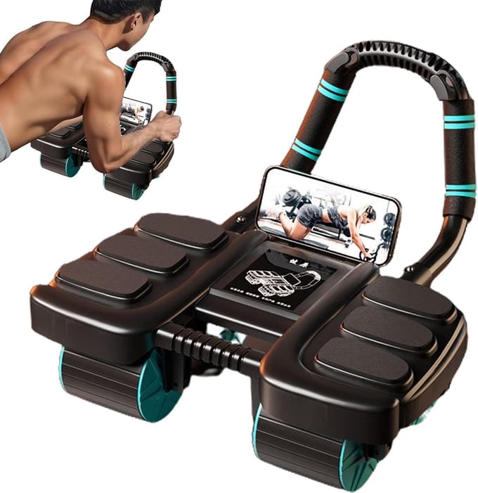 Buikspierroller - Buiktrainer Wieltje - Core Training - Automatische Terugslag - 42 cm - Zwart