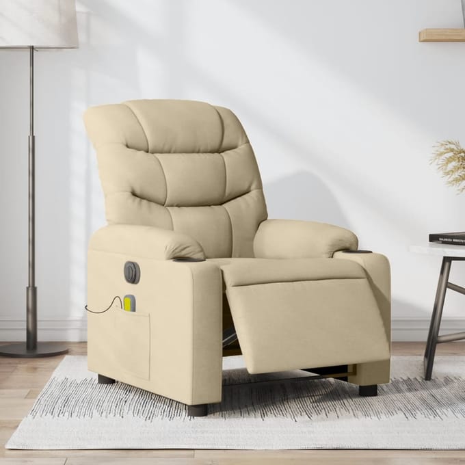 vidaXL - Massagestoel - elektrisch - verstelbaar - stof - crèmekleurig