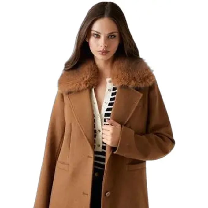 Regular fit mantel met wolgehalte model 'Karole'