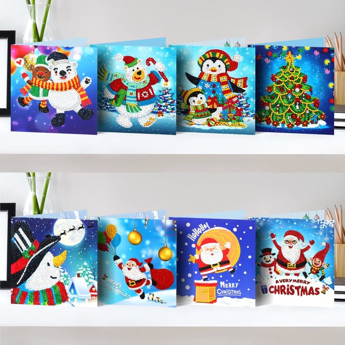 Kaarten - 01 - Kerstkaarten - Diamond painting - compleet pakket - Diamond painting by Wietske