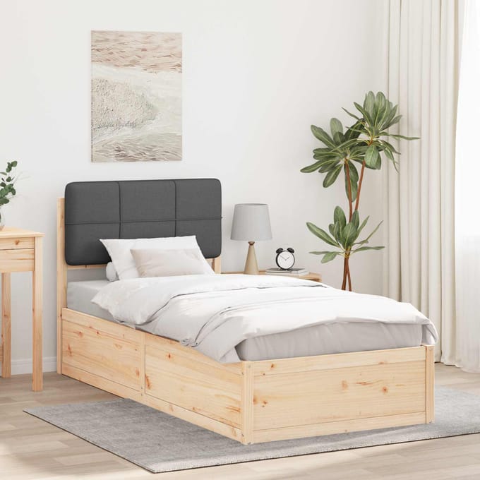 vidaXL - Bedframe - met - Gevoerde - Hoofdbord - Donkergrijs - 90 - x - 200 - cm