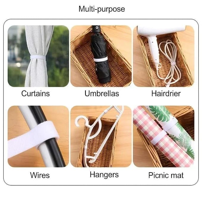 5 meter kabel, herbruikbare kabelorganizer, bureau kabeloproller, kabelbinder, organizer, opbergaccessoire voor datakabels zwart