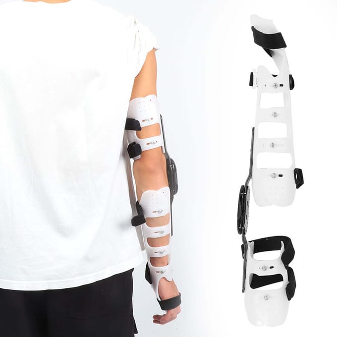 Orthèse de coude fixe réglable Orthèse corrective Protecteur de fracture du bras Support post-opératoire white