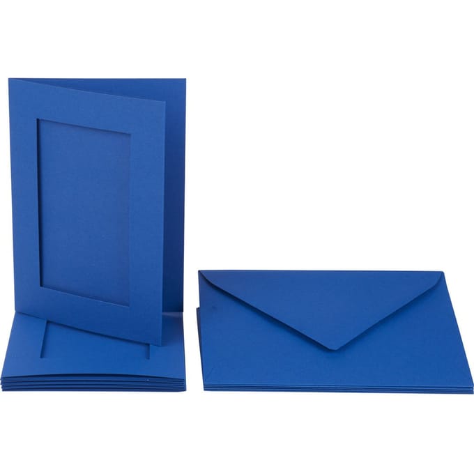 Passepartoutkaarten "Rechthoek", 10-delig - Blauw