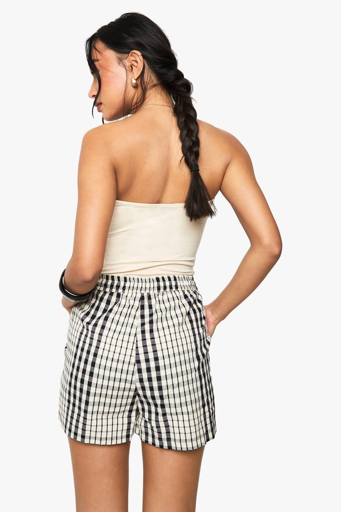 boohoo Dames Geruite geweven shorts | Beige | Maat: XS