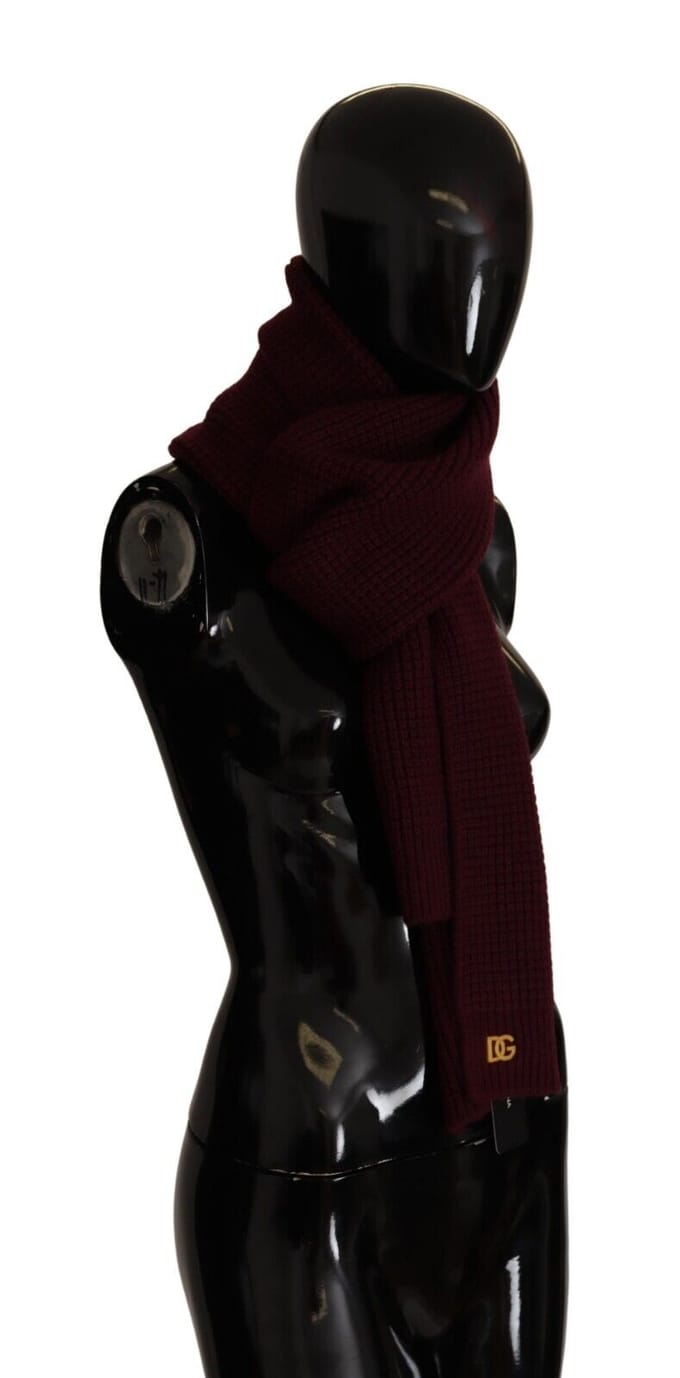Dolce & Gabbana Dark Red Cashmere Logo Wrap Shawl Gebreide damesjas