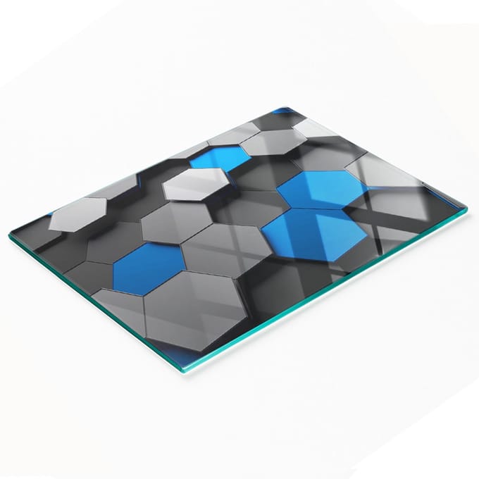 Decoratieve glazen serveerplank met 3D-afbeeldingen voor het serveren van snacks, 80x52 cm