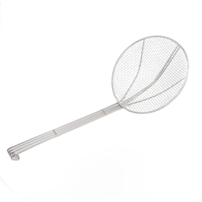 Cuillère Écumoire Long Manche Acier Inoxydable Maille Fine Passoire à Fil Louche avec Crochet pour Cuisiner white