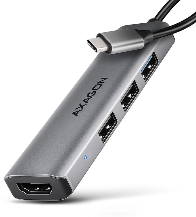 Axagon HMC-H3A laptop dock & poortreplicator Bedraad USB 3.2 Gen 1 (3.1 Gen 1) Type-C Zilver
