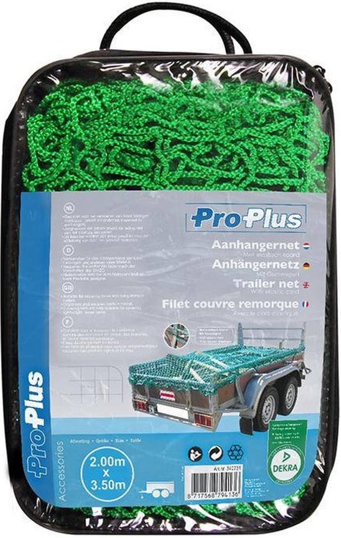 Pro Plus Aanhangernet - groen - 200 x 350 cm - met elastisch koord
