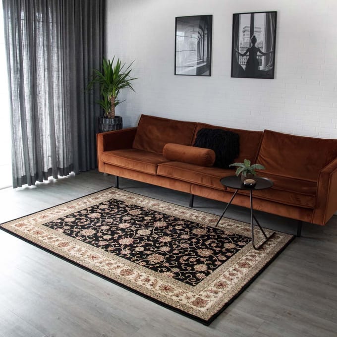 Perzisch tapijt - Royalty zwart/crème 80x150