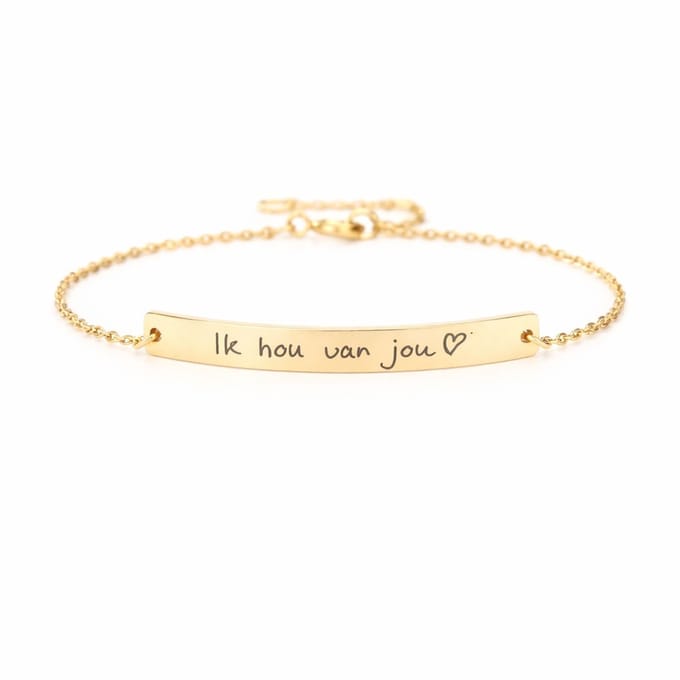 Dames Armband met Eigen Handschrift Bar Goud