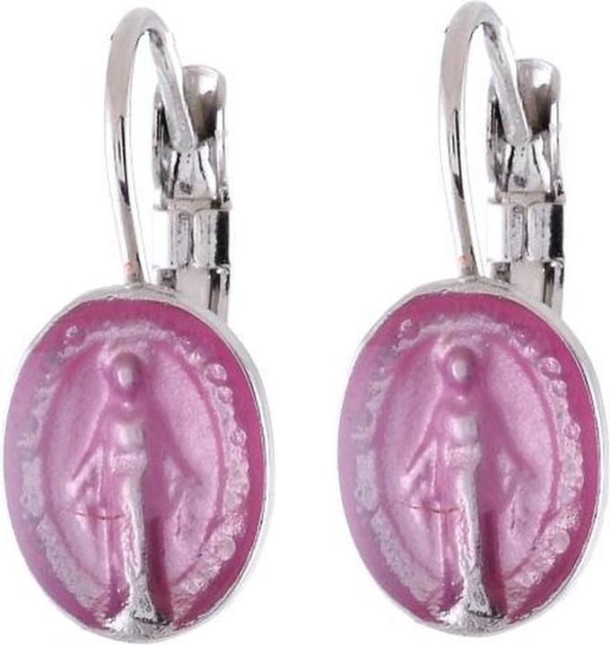 Behave - Oorbellen - Oorhanger met maria afbeelding - Fuchsia Roze