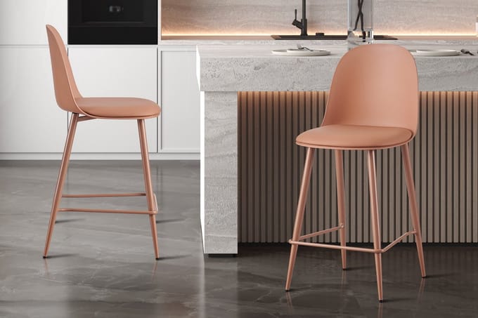 Barstoel Jasmin - Terracotta Met Kussen - 44x51x100cm