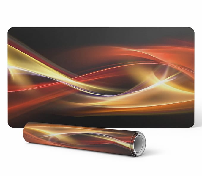 Abstracte golven bureauonderlegger voor toetsenbord en accessoires 90x45 cm