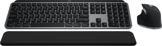 Logitech MX Keys S Combo Space Grey - For Mac - US International - Keyboard and mouse set - Universal - Grijs