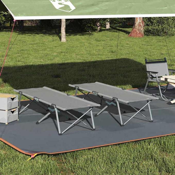 vidaXL - Opvouwbaar - Campingbed - 2 - st - Grijs - 194 - x - 62,5 - x - 42,5 - cm
