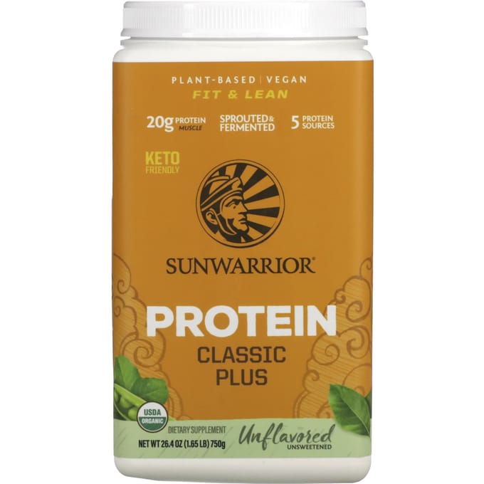 Sunwarrior, Classic Plus Eiwit, Ongezoet, 1,65 lb (750 g)