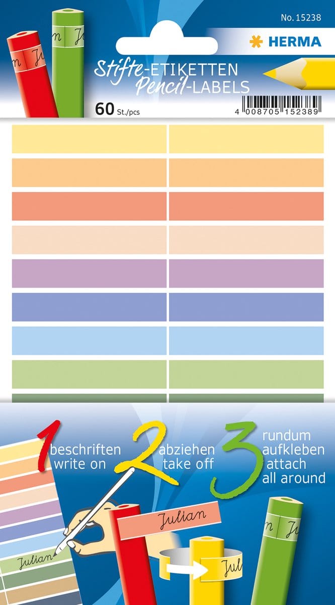 HERMA Pencil labels as name stickers for coloured pencils 10 x 46 mm self-adhesive