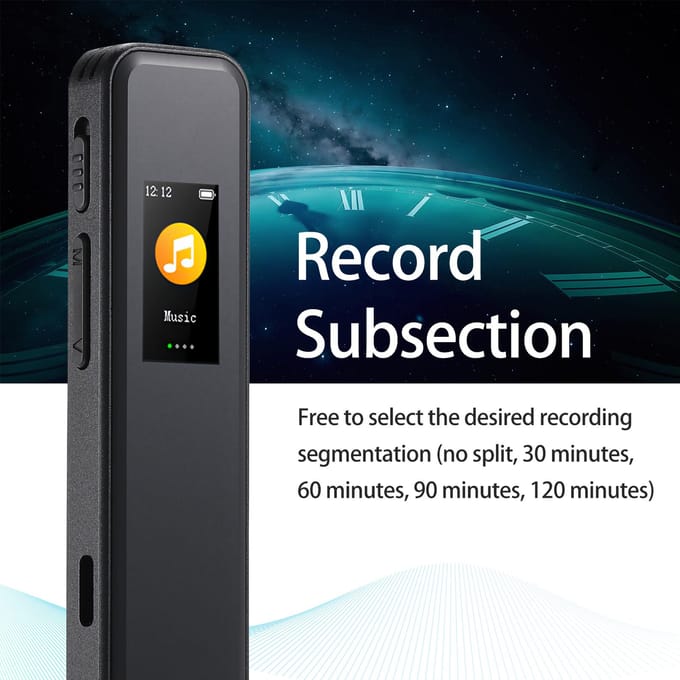 64G Digitale Voice Recorder Geactiveerde Opname Afspelen MP3 Muziekspeler met Microfoon en Luidspreker 1536KBPS zwart