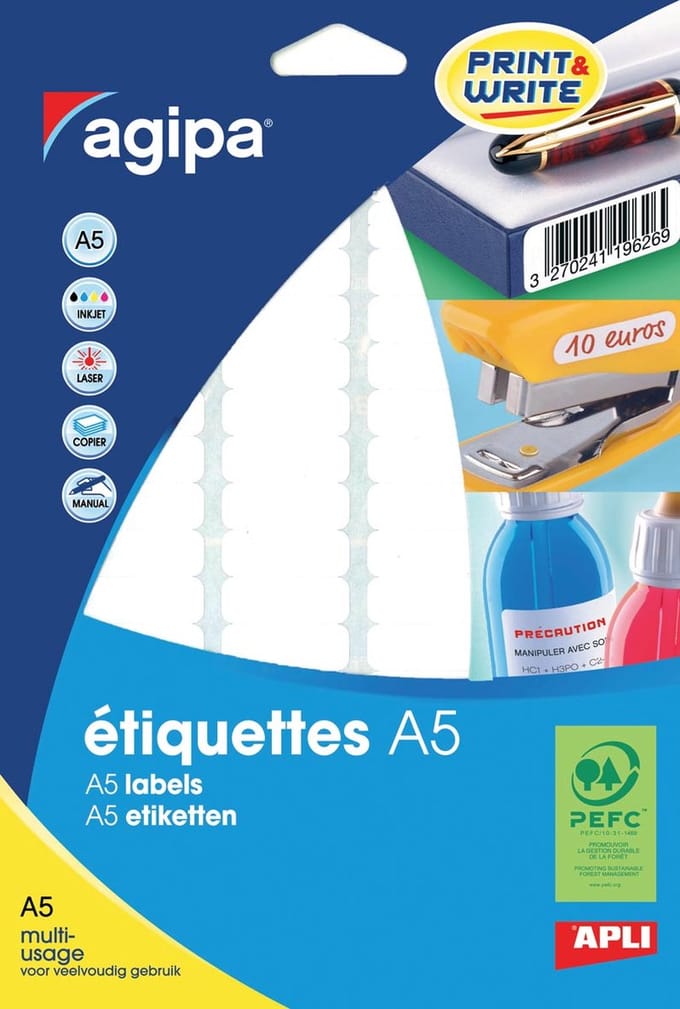 APLI 114086, Wit, Laser/inkjet, Permanent, Mat, Rechthoek, Forest Stewardship Council (FSC)