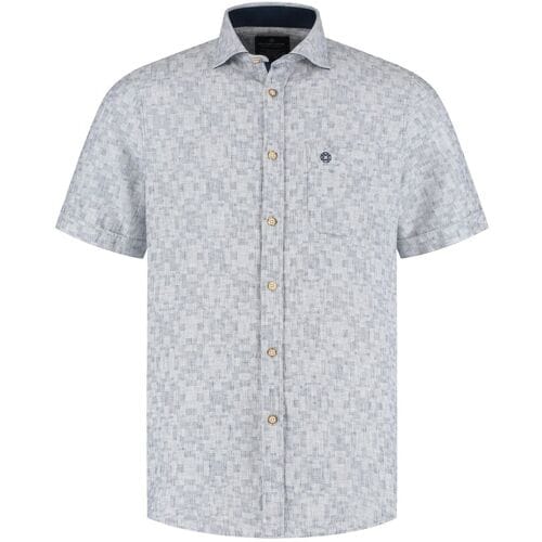 Fellows United Fellows United Korte Mouw Overhemd August Linen Navy  M
