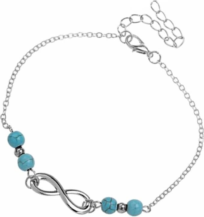 Fako Bijoux® - Enkelbandje - Enkelsieraad - Infinity Turquoise Duo