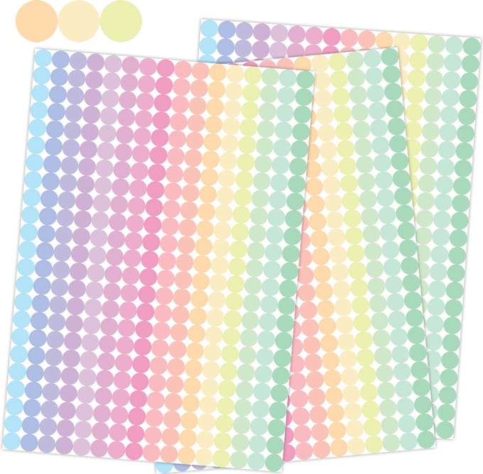 Stippen Stickers Pastel - 1104 Stickers - 3 Grote Stickervellen - Planner Stickers
